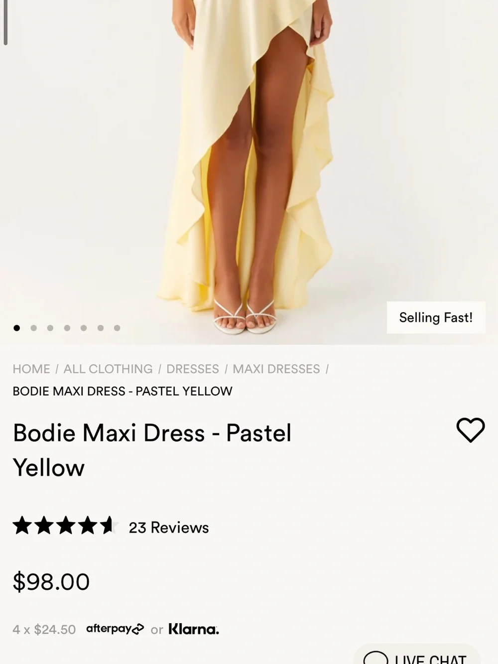 Peppermayo Strapless Pale Yellow High-Low Ruffle Maxi Dress - Picture 2 of 5